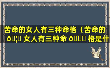 苦命的女人有三种命格（苦命的 🦋 女人有三种命 🕊 格是什么）